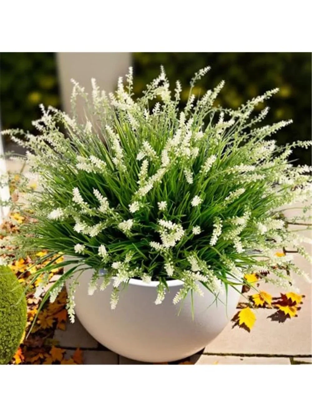 Artificial Faux Monkey Grass Plants 12pc Outdoor Garden Decor Realistic White